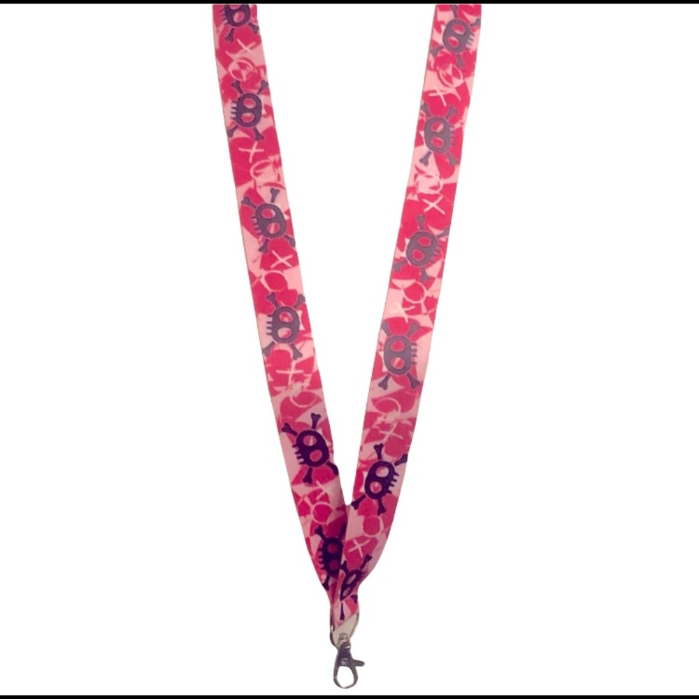 🆓 Women’s or Girl’s Pink Skull Lanyard w/ Key Fob